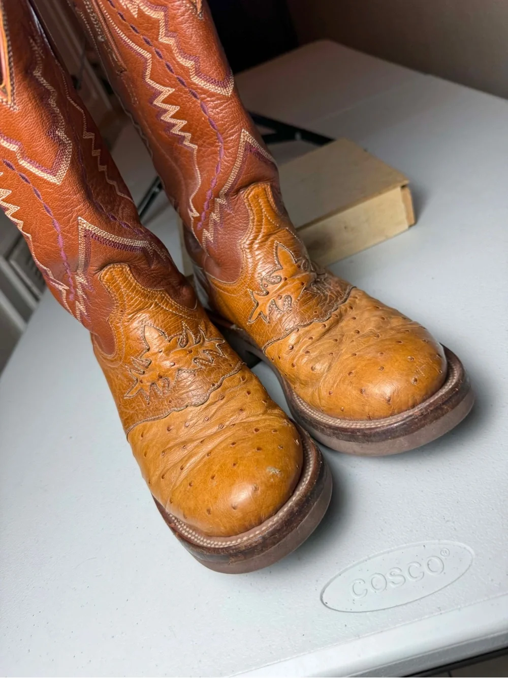 Lucchese 2000 Full Quill Ostrich Skin Tan Leather Western Cowboy Boots Sz 7